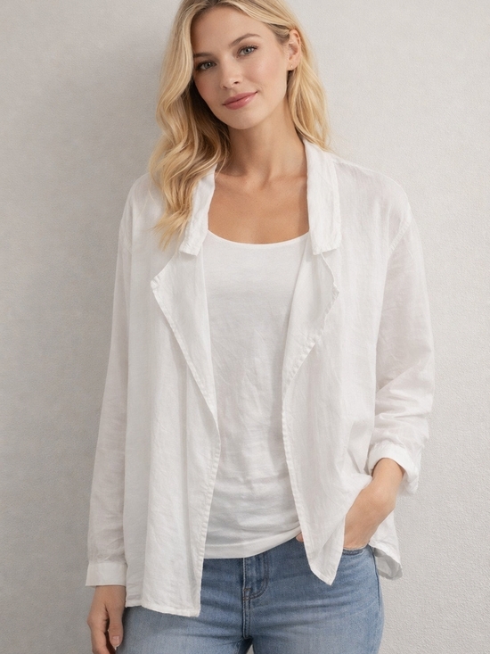 Wilfred Tops - Aritzia Wilfred Free Linen Blend Open Front Top | Lightweight White Layering Shi